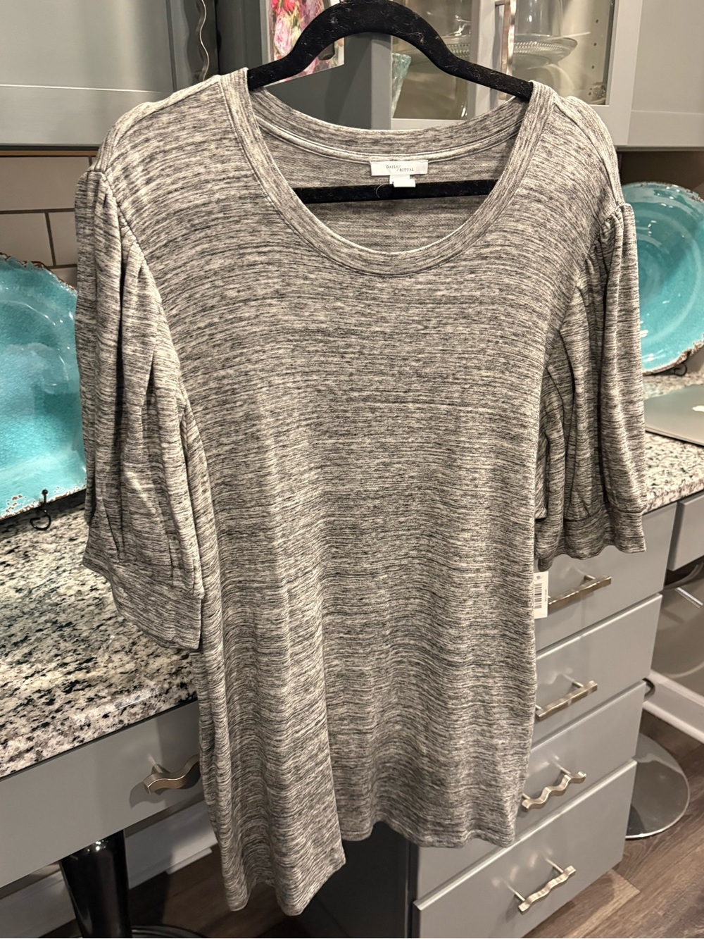 Daily Ritual Heather Gray Short Sleeve Pullover Top
